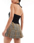 COLLUSION ultimate tailored pleated mini skort in brown heritage check