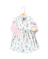 Baby Girls Cotton Dress and Cardigan Set, Bunny Floral