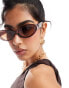 Фото #3 товара ASOS DESIGN oval sunglasses in crystal brown