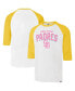 ფოტო #1 პროდუქტის Men's Cream Distressed San Diego Padres City Connect Crescent Franklin Raglan Three-Quarter Sleeve T-shirt