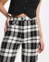 Monki tailored trousers in black and white tartan