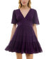 ფოტო #1 პროდუქტის Juniors' V-Neck Ruffled Dress