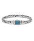 Фото #1 товара Swiss Blue Topaz & Borobudur Oval 7mm Chain Bracelet in Sterling Silver