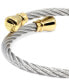 ფოტო #4 პროდუქტის Cable & Cap Two-Tone Bypass Bangle Bracelet in Stainless Steel & Yellow Gold PVD