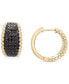 ფოტო #3 პროდუქტის Black Diamond Bead Edge Small Hoop Earrings (1 ct. t.w.) in 14k Gold, Created for Macy's