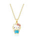 Фото #1 товара Hello Kitty sanrio Yellow Gold Flash Plated and Pink Crystal Pendant - 18'' Chain, Officially Licensed Authentic