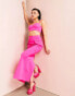 Фото #8 товара ASOS LUXE co-ord maxi skirt with diamante pocket detail in hot pink