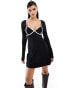 Фото #1 товара ASOS DESIGN tennis mini dress with contrast seams in black