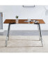 Фото #5 товара Rectangular Glass Dining Table, Brown Tempered Glass, Silver Legs, 51"x31.5"x29.5"