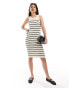 Vero Moda knitted sleeveless midi dress in black stripe