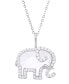 ფოტო #1 პროდუქტის Mother of Pearl Cubic Zirconia Elephant Pendant 18" Necklace in Silver Plate