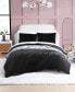 Фото #1 товара Solid Black Faux Fur 3 Piece Duvet Cover Set, King