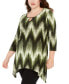 Plus Size Printed Handkerchief-Hem Top