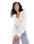 Фото #1 товара & Other Stories long sleeve relaxed blouse with v neck double ruffle detail in white