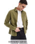 Фото #2 товара ASOS DESIGN overshirt in waffle with patch pocket in khaki