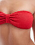 Фото #2 товара River Island textured bandeau bikini top in bright red