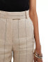 & Other Stories linen wide leg tailored trousers in beige with black pinstripes