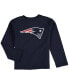 ფოტო #1 პროდუქტის Preschool Boys and Girls Navy Blue New England Patriots Team Logo Long Sleeve T-shirt