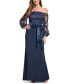 Фото #1 товара Women's Square-Neck Floral-Embroidery Gown