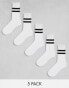 ASOS DESIGN 5 pack sport socks in white with black stripe