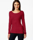 Фото #1 товара INC International Concepts Women's Scoop Neck Long Sleeve Sweater Red XL