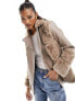 River Island faux fur panelled biker jacket in cream