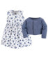 ფოტო #2 პროდუქტის Baby Girl Dress and Cardigan 2pc Set, Blue Floral