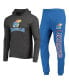 ფოტო #1 პროდუქტის Men's Royal, Heather Charcoal Kansas Jayhawks Meter Long Sleeve Hoodie T-shirt and Jogger Pajama Set