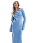 Фото #3 товара ASOS DESIGN satin maxi dress with angel sleeves in blue