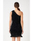 ფოტო #3 პროდუქტის Women's Mesh Trimmed One Shoulder Mini Dress