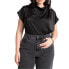 ფოტო #1 პროდუქტის Plus Size Pleat Detail Satin Shirt