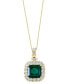 Фото #1 товара EFFY Collection eFFY® Lab Grown Emerald (5-5/8 ct. t.w.) & Lab Grown Diamond (1-7/8 ct. t.w.) Halo 18" Pendant Necklace in 14k Gold
