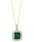 Фото #1 товара EFFY® Lab Grown Emerald (4-3/4 ct. t.w.) & Lab Grown Diamond (1-7/8 ct. t.w.) Halo 18" Pendant Necklace in 14k Gold