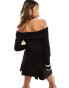 NA-KD off shoulder detailed top in black