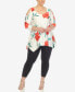 Фото #4 товара Plus Size Floral Printed Cold Shoulder Tunic Top