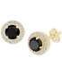 ფოტო #4 პროდუქტის Black Diamond (3/4 ct. t.w.) & White Diamond (1/4 ct. t.w.) Halo Stud Earrings in 14k Gold