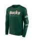 ფოტო #3 პროდუქტის Men's Hunter Green Milwaukee Bucks Baseline Long Sleeve T-shirt