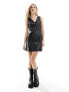 Фото #7 товара New Look faux leather pearl button through pinny mini dress in black