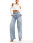 Фото #2 товара Kaiia wide leg jeans in light blue wash