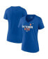 ფოტო #1 პროდუქტის Women's Royal New York Mets 2022 Postseason Locker Room V-Neck Plus Size T-shirt