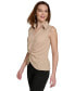 Women's Sleeveless Twist-Front Collared Shirt