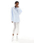 COLLUSION poplin oversized shirt with buckle back in blue 32 - фото #8