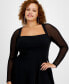 Фото #4 товара Trendy Plus Size Square-Neck Back-Cutout Dress