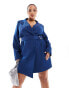 Фото #1 товара Extro & Vert Plus belted mini blazer dress in cobalt