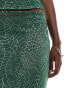 ASOS DESIGNA co-ord mesh fishtail skirt with side split in green snake print