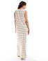 ASOS DESIGN sleeveless maxi dress in taupe and white stripe