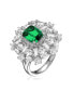Фото #1 товара Sterling Silver with Rhodium Plated Emerald Cubic Zirconia Ring