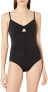 Фото #1 товара Seafolly Women's 189581 Active Keyhole Black One Piece Swimsuit Size 10