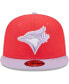 ფოტო #3 პროდუქტის Men's Red and Lavender Toronto Blue Jays Spring Color Two-Tone 59FIFTY Fitted Hat