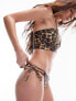 Topshop mix and match loop tie side bikini bottoms in leopard print